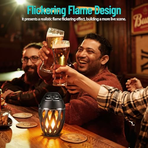 INSSISAIN 2 Pack Outdoor Bluetooth Speakers Waterproof Wireless, Birthday Gifts for Men Dad, LED Flame Ambient Light, Camping Patio Accessories, Unique Gifts for Him Husband Boyfriend Dad Gifts