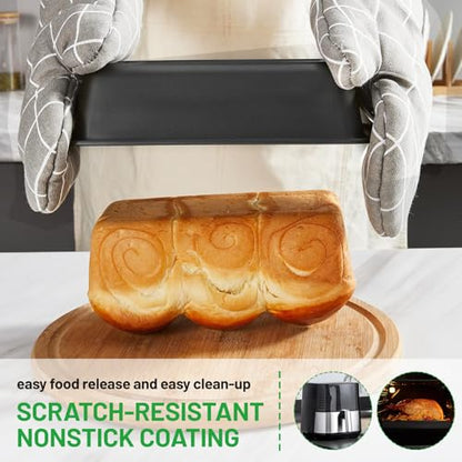 Zapstarz 5 Pieces Baking Pans Set, Nonstick Baking Sheet Tray Oven Pans Bakeware Set, Baking Supplies with Round/Square Cake Pan, Muffin Pan, Loaf Pan, Roast Pan, Stackable Baking Sets for Cooking