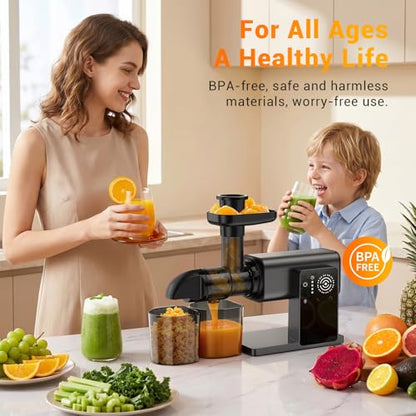 Juicer Machines with LED Smart Touch Screen, 2 Modes Slow Masticating Juicers for Kale & Celery, BPA-Free Cold Press Juicer with Reverse Function, Aluminum Alloy