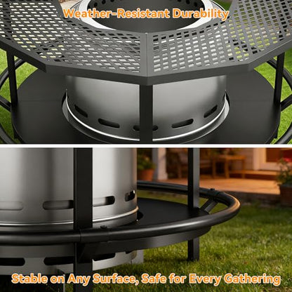 Fire Pit Surround Tabletop - 360° Fire Pit Guard for Solo Stove Bonfire & Ranger, Portable Protective Barrier for Wood Burning Fire Pits Up to ⌀21", UV-Resistant Outdoor Fabric (Firepit Not Included)