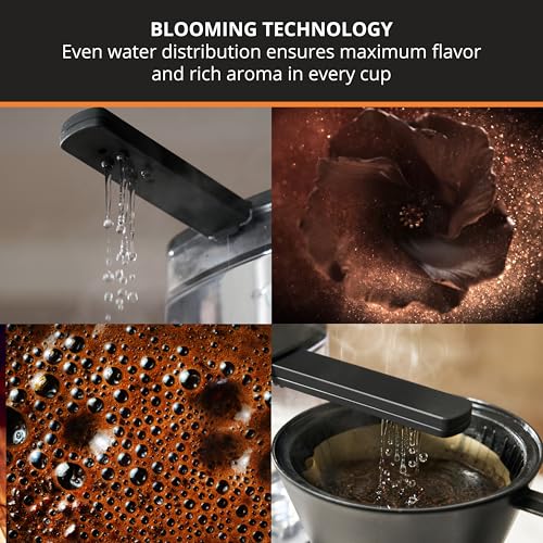 KRUPS Essential Brewer 8 Cup Drip Coffee Maker Machine, SCA-Certified, Blooming Technology, Barista-Quality, Pour Over Coffee Machine, Easy to Clean, Stainless Steel Design, Silver