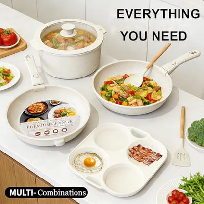 Ceramic Cookware Set, Pots and Pans Set Non stick, 21-Piece Induction Cookware, Non toxic Healthy Non Stick Kitchen Cooking Set, with Frying Pans Set, PFAS PTFE PFOA PFOS Free
