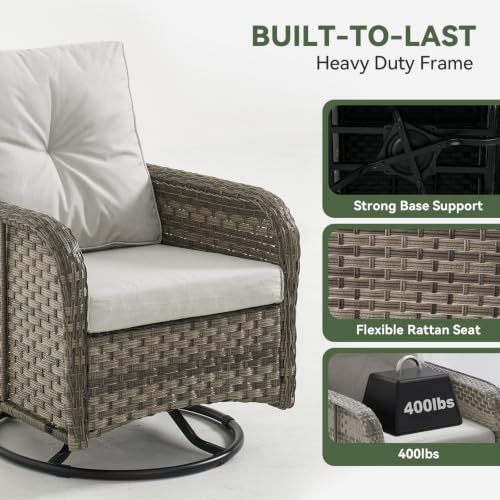 Aoxun 10-Piece Wicker Rattan Patio Furniture Set with 44" Fire Pit Table