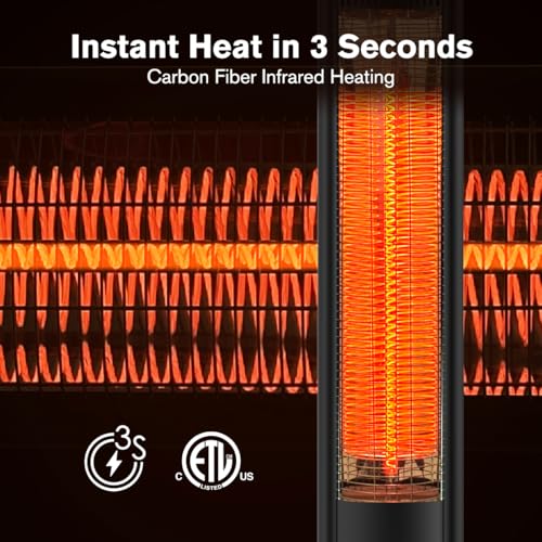 ThermoMate Outdoor Indoor Electric Patio Heater, 1500W 38.5" Portable Tower Infrared Heaer, IP55 Rated Space Radiant Heater with Remote, Timer, Tip-over Protection for Backyard, Restaurant & Garage