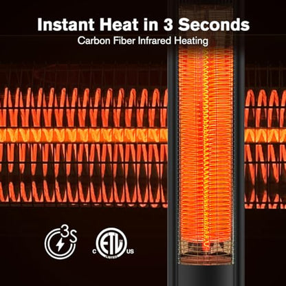 ThermoMate Outdoor Indoor Electric Patio Heater, 1500W 38.5" Portable Tower Infrared Heaer, IP55 Rated Space Radiant Heater with Remote, Timer, Tip-over Protection for Backyard, Restaurant & Garage