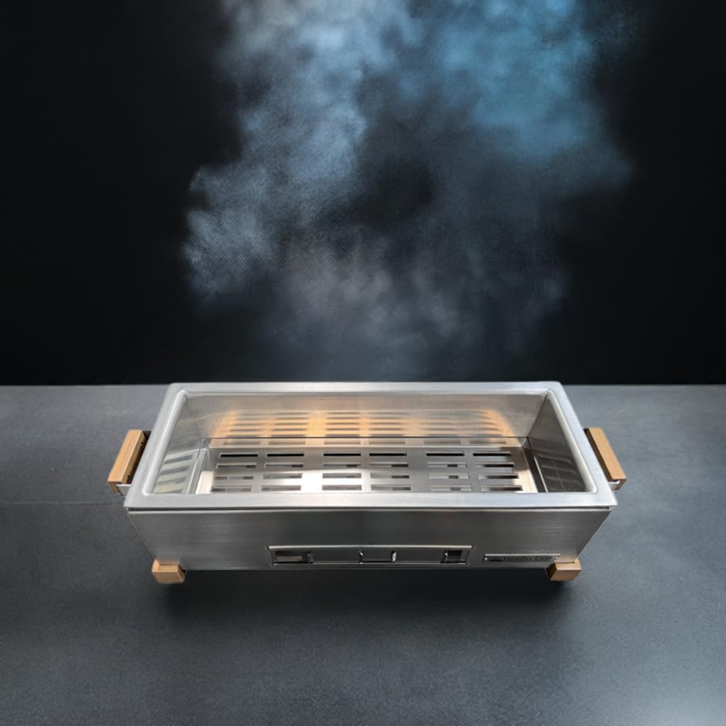 The Bincho Grill GR610W – 24 Inch Wide Body Yakitori Grill – Japanese Style Charcoal Robata BBQ for Skewers, Steaks, and More – Restaurant-Quality Binchotan Tabletop Grill – Portable and Durable