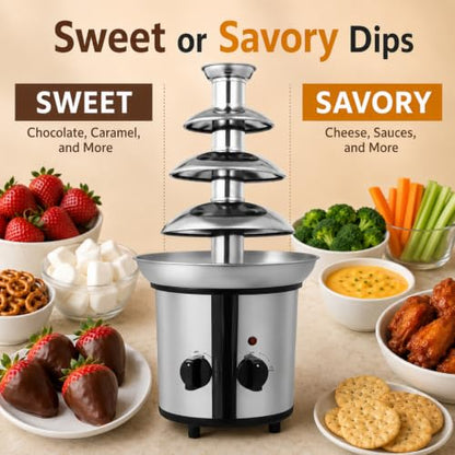 4-Tier Chocolate Fountain Machine, 60 oz Electric Fondue Fountain