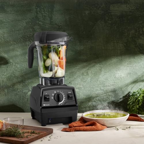 Vitamix Explorian with Programs, Three Blending Programs, Professional-Grade Blender for Smoothies and More, Self-Cleaning Kitchen Appliance, 64 Oz Container, Black (Renewed Premium)