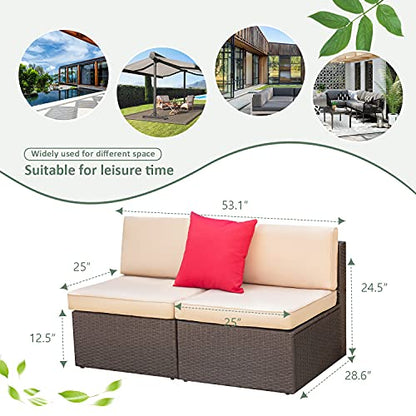 Devoko 2 Pieces Patio Furniture Sets,Outdoor Sofa,Small Sectional Couch