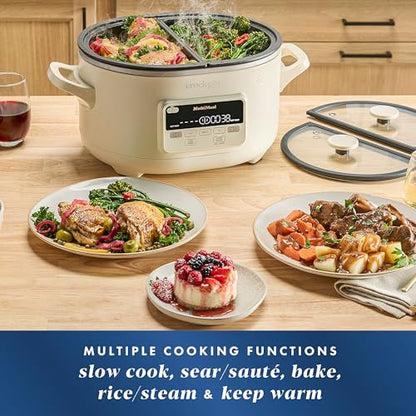 Crock-Pot MultiMeal Multicooker and Programmable Slow Cooker with Bake Function, Create 2 Dishes Simultaneously, Two 3.7qt Nonstick Pots Feed 8+ People, Dishwasher-Safe