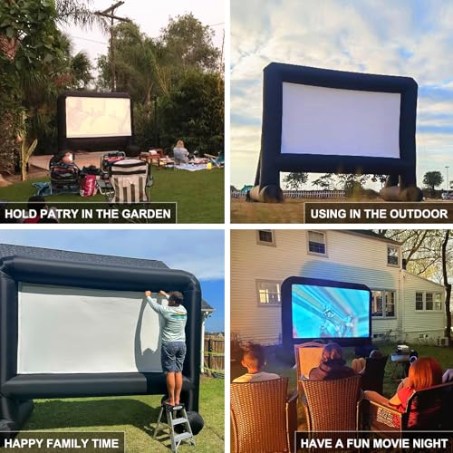 GZKYYLEGS Inflatable Projector Screen 14ft Inflatable Movie Screen Outdoor with Air Blower and Storage Bag, Easy Set up, Front and Rear Projection for Outdoor Movie Night Backyard Pool Fun