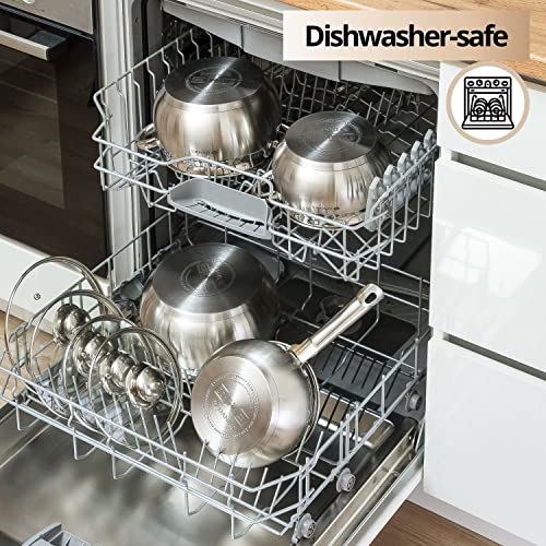 Daniks Classic 6.5 Quart Stainless Steel Stock Pot with Glass Lid, Tri-Ply Bottom for Even Heating, Induction Compatible, Dishwasher Safe