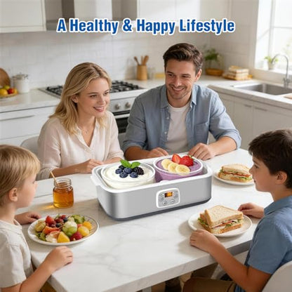 Yogurt Maker with Adjustable Time and Temp Control, BPA-Free 2 Bowls