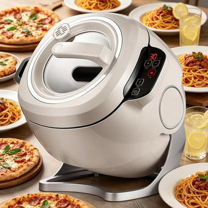 pealiritansemen Smart Cooking Robot – Automatic Stir Fry Machine with 2000W 360° Rotating Non-Stick Pot, 6L Large Capacity Electric Wok, Auto Stir Fryer for Healthy Home Cooking, Easy Clean