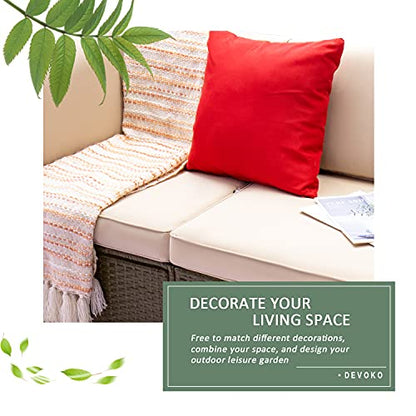 Devoko Patio Furniture Sofa Sets Outdoor All-Weather Sectional Corner Sofa and Armless Small Couch (Beige, 2 PCS Patio Sofa Set)