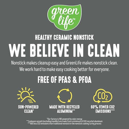 GreenLife Essentials 12 Piece Cookware Set, PFAS-Free Ceramic Nonstick Pots & Pans, Induction Ready for All Cooktops, Kitchen Cooking & Serving Utensils, Dishwasher Safe, Charcoal Gray