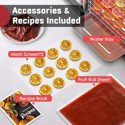 HOPERAN 16-Tray Stainless Steel Food Dehydrator, 800W with 4 Presets