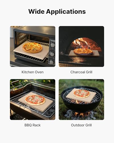 VEVOR Pizza Stone, 20 x 14 x 0.67 in Rectangular Pizza Stone, Extra Large Baking-Stone with Scraper, 1450℉ Heat-Resistant Cordierite, for Oven, BBQ Griller, Baking Bread & Pizza