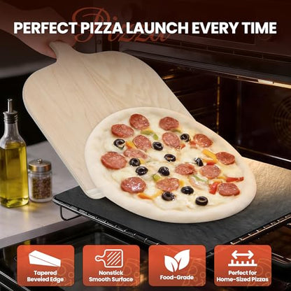 Gicyiit Pizza Peel, Premium 11-inch Wooden Nonstick Pizza Spatula Paddle with Easy-Glide Beveled Edge for Transferring, Serving, Versatile Pizza Board with Easy-To-Grip Handle for Oven, Stone, Grill