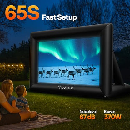 VIVOHOME 20 FT Inflatable Projector Screen for Outside, Blow Up Movie Screen Outdoor Use, Mega Large TV Screen with Carry Bag for Backyard, Triangular Back Support
