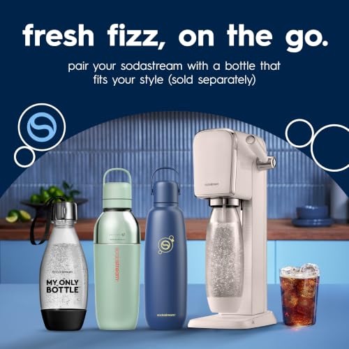 SodaStream ART Sparkling Water Maker, Value Bundle, Soda Maker, Includes 2 Quick Connect 60L CO2 Cylinders, 2 Dishwasher Safe BPA Free Bottles, 2 bubly Flavor Drops, Make your own Pepsi, White