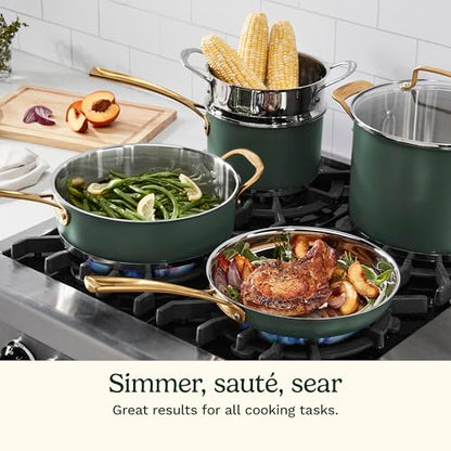 Cuisinart Cookware Set, 11 Piece Stainless Steel Cookware Pots and Pans, Home and Kitchen Durable Stainless Steel for Everyday Cooking, Matte Thyme, MT89G-11