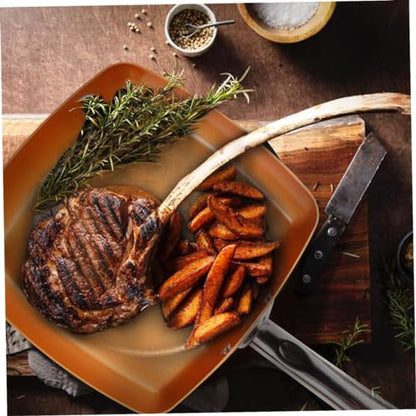 CNAFGBGG Square Frying Pan 9.5'' Square Skillet Non Stick Induction Frying Pan with Stainless Steel Handle Cooking Dishwasher and Oven Safe for Quickly Even Heating.