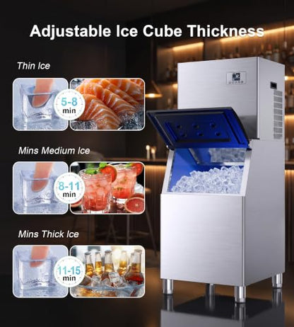 Uthfy Commercial Ice Maker Machine 680Lbs/24H with 560Lbs Storage, Self-Cleaning Mode, Split Commercial Ice Maker, Ice Ready in 7-15 min, Stainless Steel Ice Maker for Bars/Cafes/Restaurants