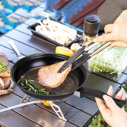 13 Piece Non-Stick Cookware Set, Portable Lightweight Cast Iron Pots and Pans with Glass Lids and Nylon Utensils for Outdoor Camping Picnic Travel Cookware