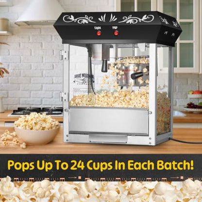 Great Northern Popcorn Black 6 oz. Ounce Foundation Old-Fashioned Movie Theater Style Popcorn Popper