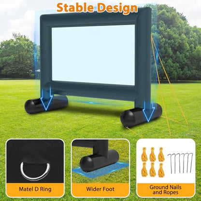 Estgora 14FT Inflatable Movie Screen Outdoor, Blow Up Projector Screen, Inflatable Movie Screen with Air Blower Front & Rear Projection Screens for Outdoor Movie Night Backyard Pool Fun