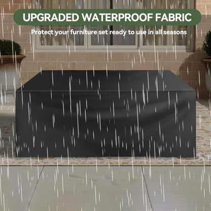 Aoxun 10 Piece Outdoor Patio Furniture Set 9 Seats, Outdoor Sectional with Thick Waterproof Cushions, Patio Conversation Sets for Garden,Backyard, Porch, Balcony, Black & Beige
