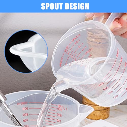 DTDNZKN 2 Pack Measuring Cup Set, Includes 250Ml (1-Cup), and 500Ml (2-Cup) Plastic Liquid Measuring Cups- Baking, Cooking, Mixing & Measuring Cups, Essential Kitchen Tools