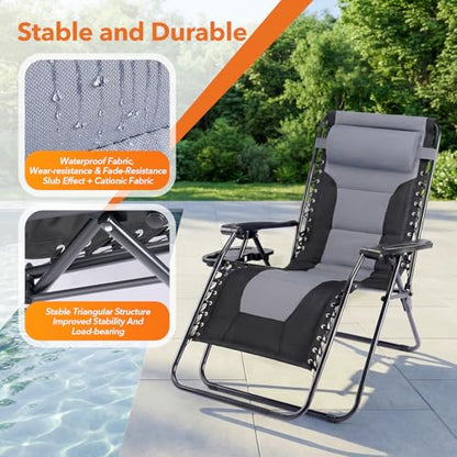 Sweetcrispy Oversized Padded Zero Gravity Lounge Chairs, Outdoor Recliner