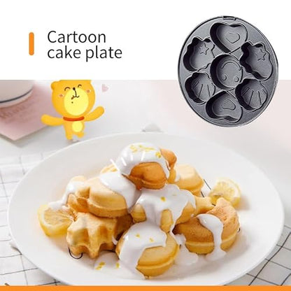 KOLENSA Donut Maker, 3 in 1 Electric Cartoon Snack Cake Machine，Waffle Sandwich Detachable Dessert Toaster, with 3 Removable Interchangeable Non Stick Plates, Breakfast Afternoon Tea Use
