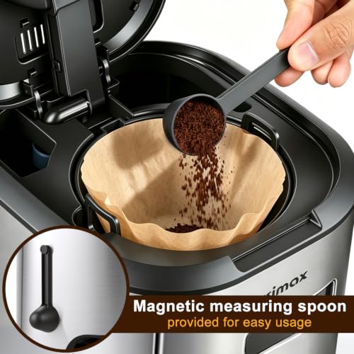 CUSIMAX Drip Coffee Maker 12 Cup Programmable Coffee Machine with 24H Timer, LCD Screen & Easy Control Dial, Brew Pause, Aroma Selector, Keep Warm Glass Carafe Coffee Makers, Magnetic Scoop