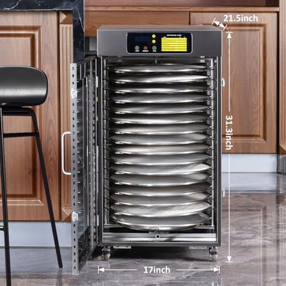 Septree Rotary Food Dehydrator 16 Trays, Commercial Large Rotating Food Dryer Machine for Jerky, Herbs, Mushrooms, Fruit, Dog Treats, 1500W Full Stainless Steel Industrial Dehydrater (Gunmetal Gray)