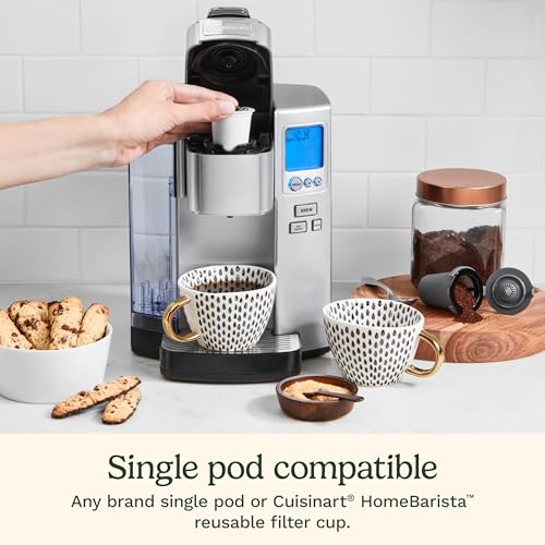 Cuisinart Coffee Maker, Single Serve 72-Ounce Reservoir Pod Coffee Machine, Programmable Brewing & Hot Water Dispenser, 5 Cup-Size Settings, Stainless Steel, SS-10P1, Silver
