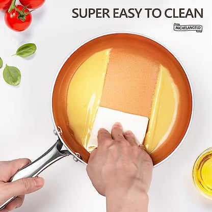 MICHELANGELO 1 Quart Saucepan with Lid, Ultra Nonstick Ceramic Sauce Pan with Lid, Small Pot with Lid, 1 Quart Saucepan Nonstick, Small Sauce Pot, Copper