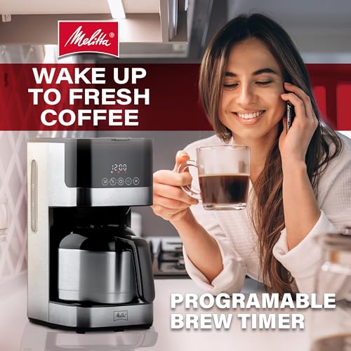 Melitta Aroma Tocco Thermal DRIP PROGRAMMABLE Coffee Machine 8 Cup Coffee Maker with Thermal Carafe Glass Touch Control Panel