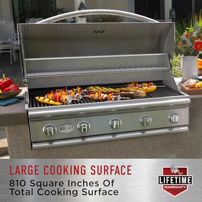 Bull Outdoor Products BBQ 47628 Angus 75,000 BTU Grill Head, LP, 304 Stainless Steel, 4 Burners, 810 sq. Inches, Twin Lights, Rotisserie Kit