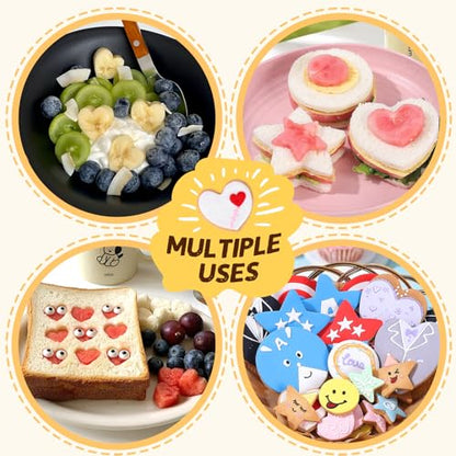 Cookie Cutter Set, 9Pcs Multi-Size(3.4″, 2.3″, 1.7″) Cookie Cutters - Heart, Round, and Star Shapes,Metal Cookie Molds with Safety Handle for Biscuits,Sandwich Cookies,Fondant Cakes,and Holiday Baking