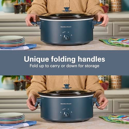 Hamilton Beach 6 Quart Slow Cooker With Space-Saving Folding Handles