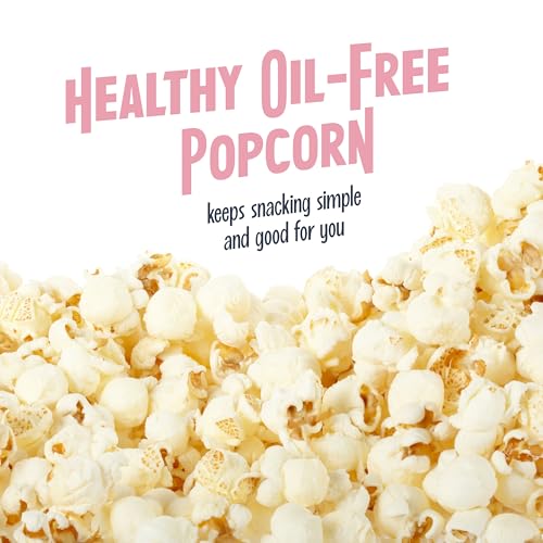 Nostalgia 8-Cup Hot Air Popcorn Maker & Bowl - 2-In-1 Bowl & Lid, 2 oz Measuring Cup - Oil-Free Pop Corn for Movie Night, Snacks, Birthday Parties, and More - Pink