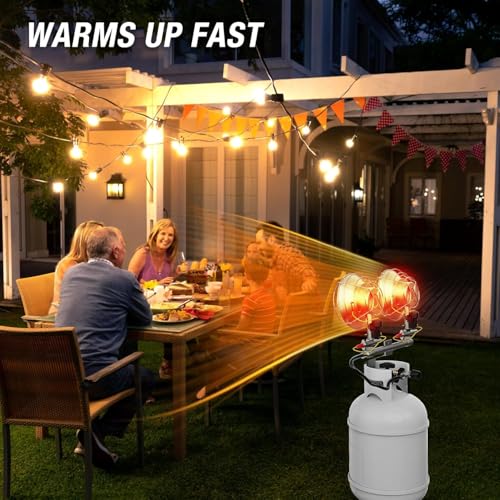 QIOMALA 30000 BTU Propane Heater Outdoor, Double Tank Top Cordless Radiant Gas Heater, Tip-Over Protection, Safety Shut-off Valve for Patio, Camping, Fishing, Garage
