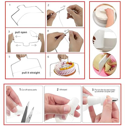 ANSLYQA Cake Decorating Kit, 237 Pcs with Aluminium Cake Turntable, Leveler, 24 Numbered Icing Tips, 2 Spatulas, 3 Scrapers, 2 Coupler, 50 Cupcake Liners, 100 Pastry Bags & More Baking Tools