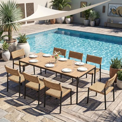 SUNSITT 9 Piece Outdoor Patio Dining Set, No Assembly Required for Chairs