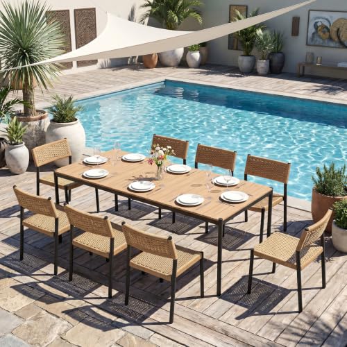 SUNSITT 9 Piece Outdoor Patio Dining Set, No Assembly Required for Chairs