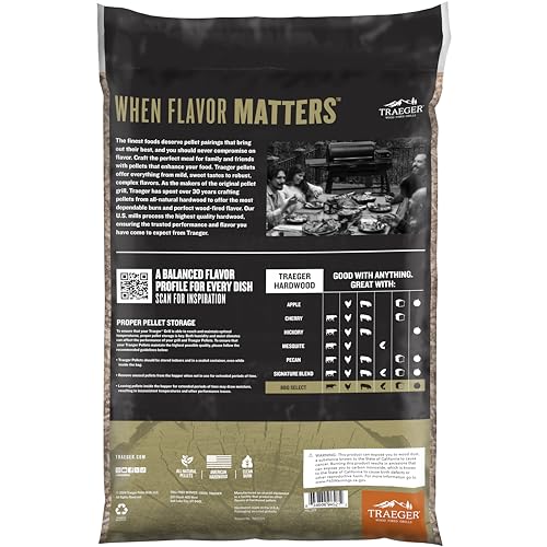 Traeger Grills BBQ Select 100% All-Natural Wood Pellets for Smokers and Pellet Grills, BBQ, Bake, Roast, and Grill, 30 lb. Bag
