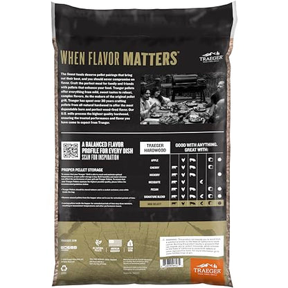 Traeger Grills BBQ Select 100% All-Natural Wood Pellets for Smokers and Pellet Grills, BBQ, Bake, Roast, and Grill, 30 lb. Bag